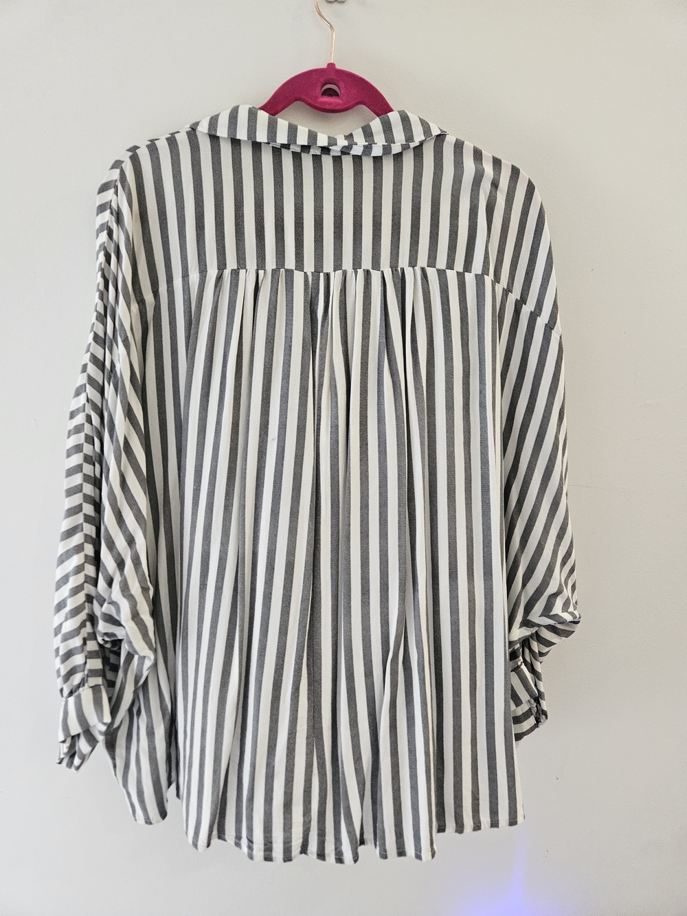 JODIFL Black and White Vertical Stripe Button-Down Shirt - Picture 3 of 6